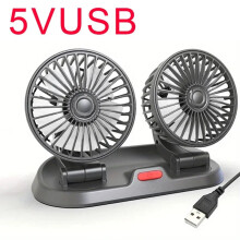 (2 Head 5V USB) Car Fan 5V 12V 24V Car Cooling Fan 360 Adjustable Dual Head Air Fan USB 2Speeds Automotive Electric Fan For Dashboard RV Truck