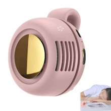 (Pink) Portable Mini Bladeless Fan 3 Speed Adjustable Clip On Waist Shirt Silent Electric Fan Outdoor Travel Cooling Fan