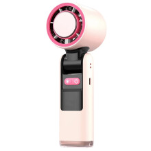 (Pink) 4000mAh Rechargeable Handheld Turbo Fan 199 Gear Wind Speed Semiconductor Refrigeration Cooling Fan Portable Personal Fan
