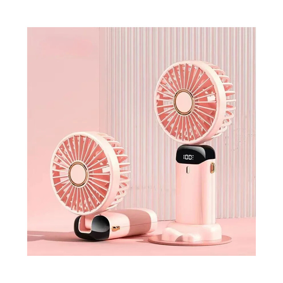 Photos - Other Hand Tools  Portable Handheld Personal Rechargeable Fan LED Digital Display 90Adjustable Rechargeable Fan , 5 Speed Wind Mini Aro(Pink)