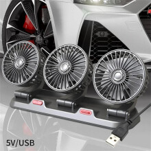 (3 Head 5V USB) Car Fan 5V 12V 24V Car Cooling Fan 360 Adjustable Dual Head Air Fan USB 2Speeds Automotive Electric Fan For Dashboard RV Truck