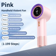 (T13 Pink Fan, China Mainland) Handheld High Speed Mini Fan, Portable Personal Air Cooler Heater with 199 Levels Infinite Wind Speed Adjustment