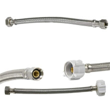 Tubo Flessibile Intrecciato per WC da 12 Pollici, Rubinetto Sfera 3/8 Pollici X 7/8 Pollici, Linea Alimentazione Idrica In Acciaio Inossidabile per