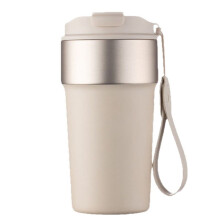 Stainless Steel Coffee Mug Large Mouth Cup Double Drink with Straw Thermal Insulation Water Bottle Fits for Car Holder White