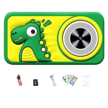 1080P HD Camera for Toddler 2.4Inch Screen Autofocus Cute Cartoon MP3 Video Selfie Camera for Xmas Birthday Gifts Green
