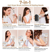 7 in ONE Hair Dryer Brush,Powerful Blow Dryer Brush with Auto- Wrap Curler,Detachable Fast Tool,Hair Styling Tools US