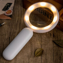 Handheld Magnifying Glass,21 LED Magnifier-3 Light Modes for Seniors Reading,Coins