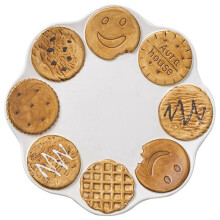 Cookie Plate Cute Ceramic Office Dessert Plate Home Breakfast Dessert Plate,Brown & White,Brown Cookie Plate