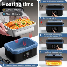 Lancheira Elétrica Sem Fio de 1L para Adultos, 16000mAh, Recarregável, Aquecedor de Alimentos com Autoaquecimento para Escritório, Carro, Ambiente
