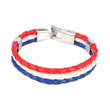 Jewelry Bracelet, France French Flag Bracelet, Alloy, White Red- (Width 14 Mm, Length 20 Cm)