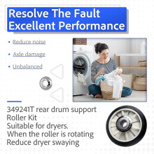 4 Set 349241T Dryer Drum Roller Kit Replacement for , , 3397590 AP3098345 349241