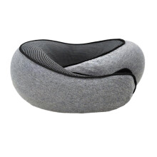 (gray) Rollable U-Shaped Neck Pillow Skin-Friendly Neck Support Pillow for Adults Use