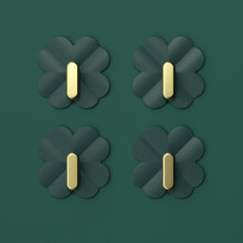 (Four Pack, Emerald) 4pcsSelf Adhesive Utility Hooks No Drilling Bathroom Hook for Hanging Coat Hat Robe