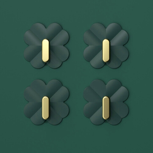 (Four Pack, Emerald) 4pcsSelf Adhesive Utility Hooks No Drilling Bathroom Hook for Hanging Coat Hat Robe