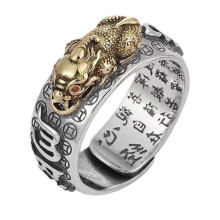 (Gold) Men\'s Retro Silver Open Rings Durable Material Rings Color Retention Gift for Boys Male Boyfriend