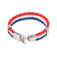 Jewelry Bracelet, France French Flag Bracelet, Alloy, White Red- (Width 14 Mm, Length 20 Cm)