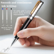 Luxury Metal Ballpoint Pens,Pen Set Medium Point 1.0mm(10Pc Refills)Fancy Pens,Nice Pens for Journaling,Writing,Office B