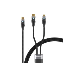 Eseekgo 60W USB-C to USB-C + MFi-Certified Lightning Splitter Cable, LED Indicator, 1.5M, Black