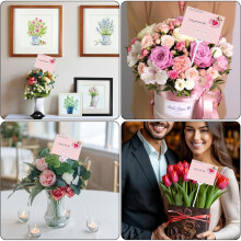 320 Pieces of Floral Card Holder Picks, 12.2" Plastic Straight Floral Photo Sticks, for Flower Arrangements,Baskets