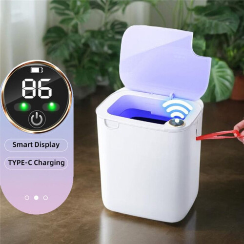 18L Trash Can Sensor Trash Bin with Display Type-C Recharging Automatic Wastebin Kitchen Toilet Wastebasket 1