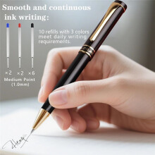 Luxury Metal Ballpoint Pens,Pen Set Medium Point 1.0mm(10 Pcs Refills)Fancy Pens,Nice Pens for Journaling,Writing,Office