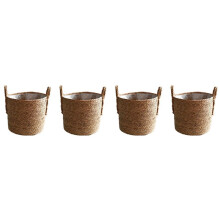 4X Plant Pots Seagrass Planter Basket Flower Pot Cover Woven Plant Container Vase Wicker Trash