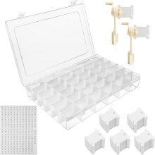 Embroidery Floss Organizer,1 Removable 36Compartments with 2 Bobbin Winder 200Pcs Embroidery Floss Bobbins for DIY