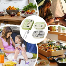 Conjunto de Lancheira Panda Compartimento Lancheira Recipientes para Alimentos Suporte para Lanches Aço Inoxidável para Piquenique Meninos Meninas