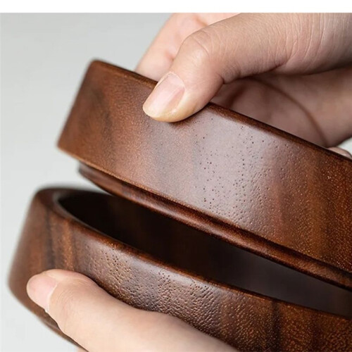 Walnut Plate Solid Wood Round Dessert Plate  Japanese Tableware Stackable Dessert Wooden Tray Tea Tray A