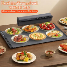 Bandeja Calentadora Eléctrica, Tapete Calentador de Alimentos Plegable de Silicona, 8 Temperaturas Ajustables, Enchufe Estadounidense
