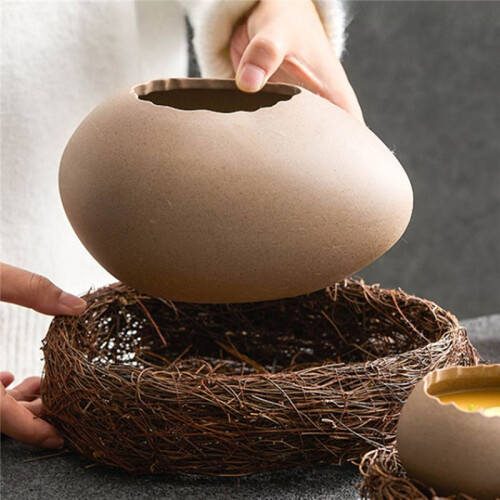 Eggshell Modeling Steamed Egg Bowl Dessert Bowl Ostrich Egg-Shaped Ceramic Yogurt Bowl Special Restaurant Tableware 2
