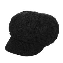 (Black) Simple Twisteds Cap for Women Cold-Proof Warm Windproof Hats for Outdoor Activities