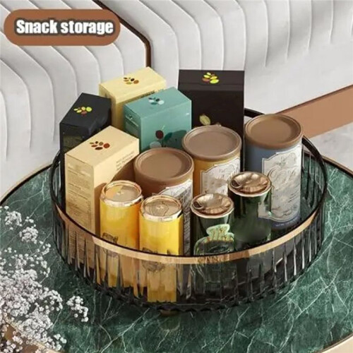1pcs Round Plastic Clear Rotating Container Bins for Cabinet Pantry Kitchen Countertop Refrigerator