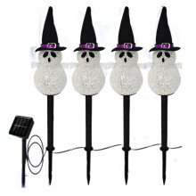 1 in 4Ghost Garden Stake Lights, Waterproof LED Walkway Lights for Outside Patio Yard Halloween Decor (Cool White )