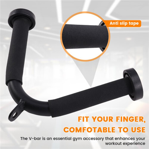 Ergonomic Triceps Rope Pull Down Bar, V Bar Cable Attachment, with Non-Slip Rubber Grip 2