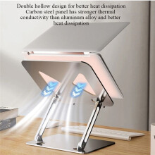 Alloy Steel Laptop Stand Foldable Tablet Heightening Stand for Below 17.3 Inch Device Portable Stand Grey