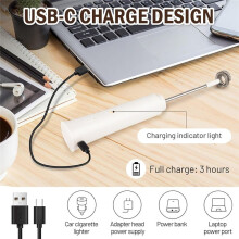 Milk Frother Wand for Coffee, Silent Coffee Foamer Drink Mixer,Handheld Frother Whisk for Latte, Cappuccino,Egg