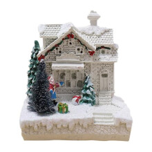 Christmas Scene Village Town Winter Snow Village LED Light Decoration Gift Holiday Desktop Decoration C