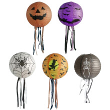(L) Halloween Paper Lantern | Halloween Spider Skeleton Witch Bat Pumpkin Jack O Lantern | Halloween Party Holiday Decor Hanging