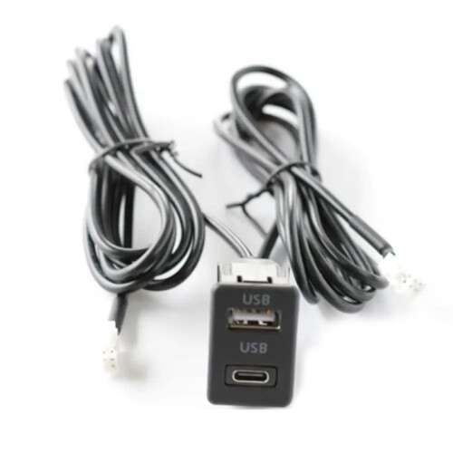 Car Dash Mount USB+TYPE-C Port Panel Interface Extension Cable Adapter Car Dashboard Vehicle Navigation USB Socket 1