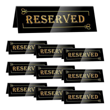 10 St Reserverade Bordsskyltar i Akryl - 15x5x3,6 cm Bordstält - Dubbelsidiga, Vattentäta - Skyltar för Reserverade Sittplatser