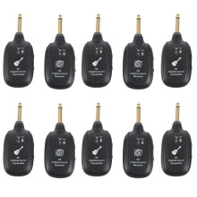 10X UHF Guitar Wireless System Transmitter Receiver Built-in Rechargeable