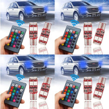 8 Pcs T10 W5W LED RGB Telecommande Lampes Indicateur Ampoule de Voiture Interieur Coin Lampes Laterales