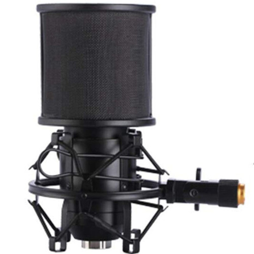 2X Microphone Shock Mount with Microphone Filter Windscreen Suspension Shock Mount Holder Clip 1