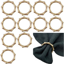 Gold Napkin Rings Set of 12 Matte Bamboo Napkin Rings for Dining, Holiday Decor, and Wedding Table Settings