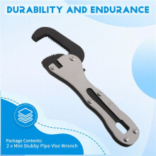 2pcs Stubby Pipe Vise Wrench, Stubby Wrench, Self Adjusting Wrench,Portable Multifunctional Wrench