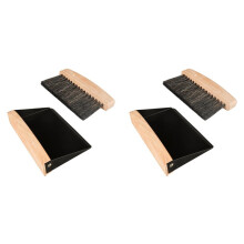 2X Small Dust Pan and Brush Set, Hand Broom and Dustpan Set, Wooden Crumb Sweeper for Home Desktop, Sofa Black