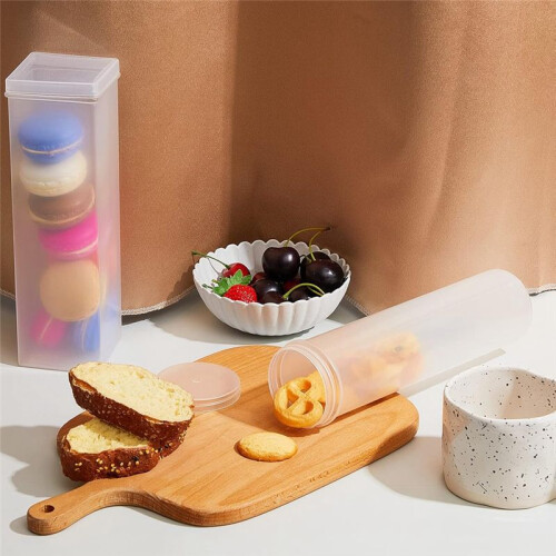 6 Pcs Plastic Cracker Container Saltine Cracker Storage Keeper Plastic Cookie Holder Stay Fresh Round and Square 1