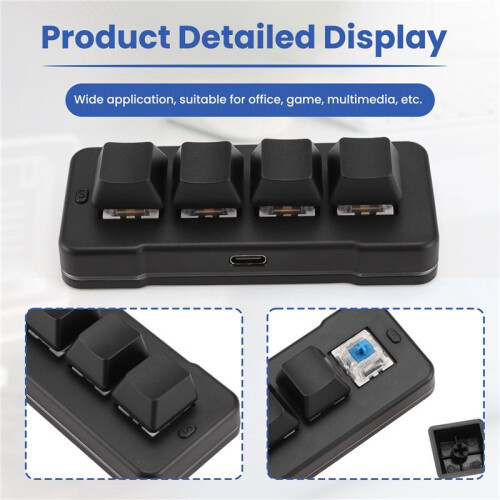 MK424U 4-Key  Customized Keyboard with Mechanical   USB Connection for Office Game Multimedia Black