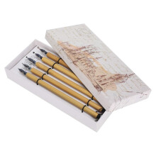 Bamboo Reed-Qalam Pens, 5PCS Calligraphy Dip Pen, Vintage Handcrafted Calligraphy Pens (Round Nib Set)